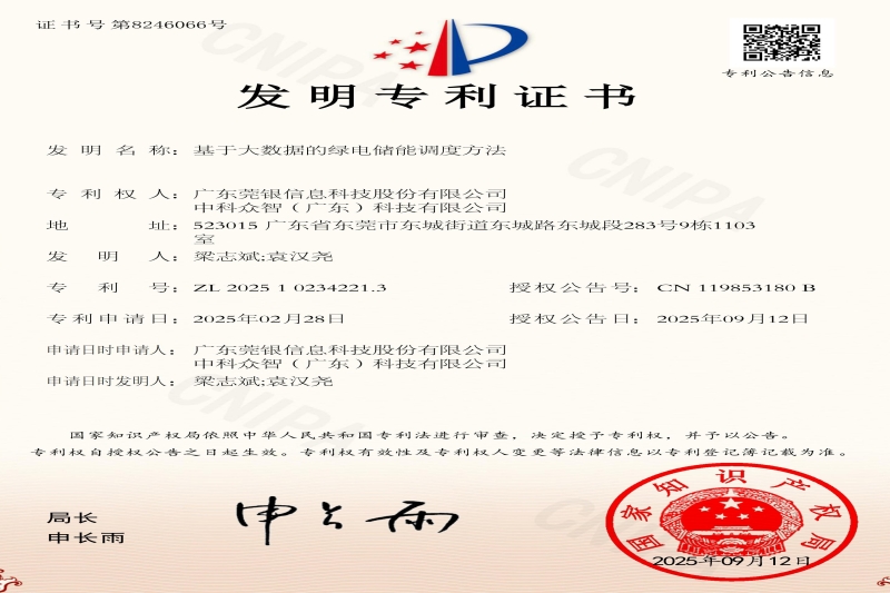 基于大数据的绿电储能调度方法专利